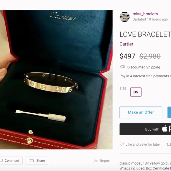 CARTIER LOVE BRACELET **READ** - Picture 1 of 7